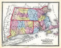 State Map Massachusetts - Rhode Island - Connecticut, Franklin County 1871